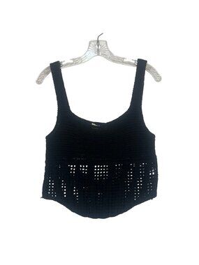 Rebellion Crochet Tank Top Womens Large Black New WOT Summer